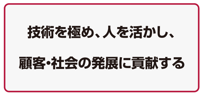 企業理念　技術を極め、人を活かし、顧客・社会の発展に貢献する